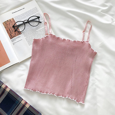 Jauna modeļa elastīgs sieviešu tops ar plānām lencēm