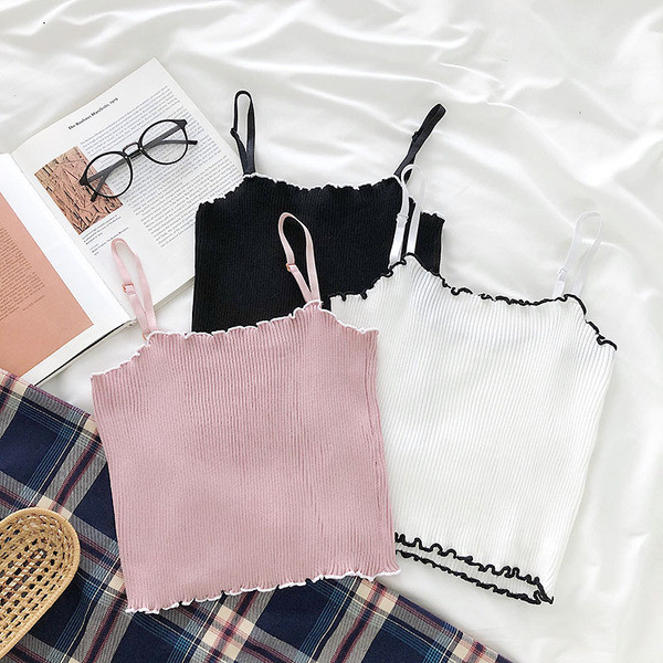 Jauna modeļa elastīgs sieviešu tops ar plānām lencēm