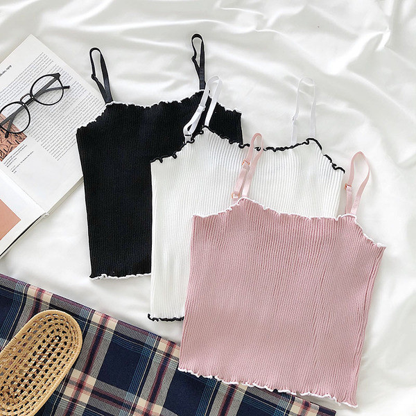 Jauna modeļa elastīgs sieviešu tops ar plānām lencēm