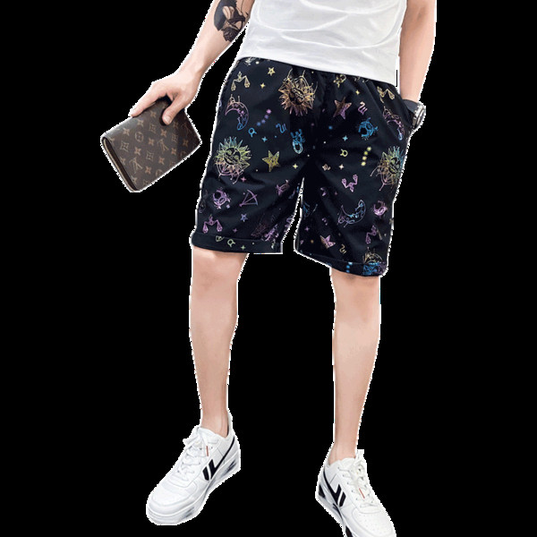 Férfi nyári rövidnadrág színes feliratokkal