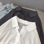 Jauna modeļa sieviešu garais krekls ar klasisku apkakli