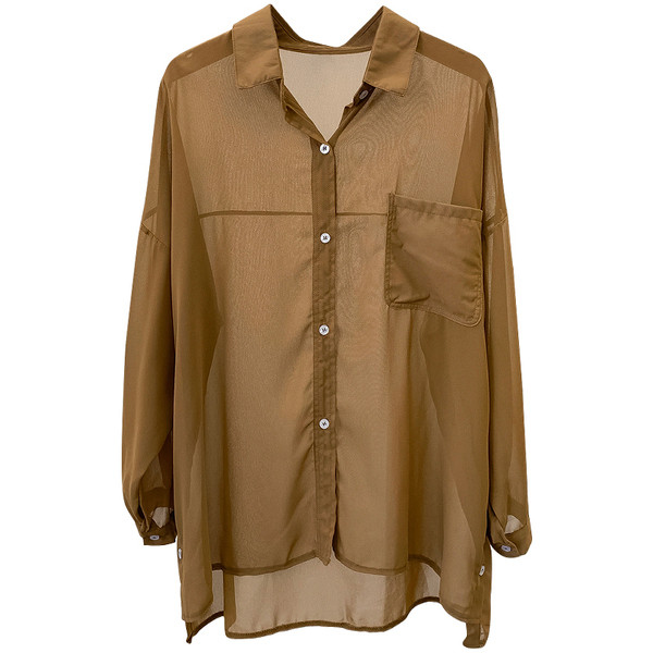 Jauna modeļa sieviešu garais krekls ar klasisku apkakli