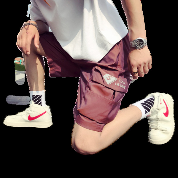 Pantaloni de vara cu buzunare laterale - model lat