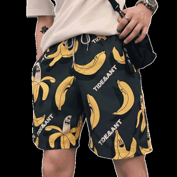 Nyári férfi rövidnadrág banánmintával