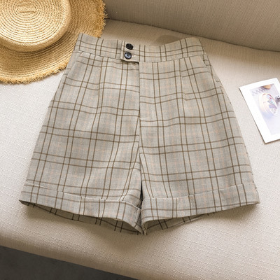 Sieviešu rūtaini šorti – ar augstu vidukli