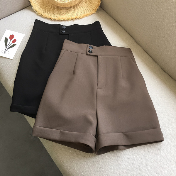 Női kockás rövidnadrág - magas derék