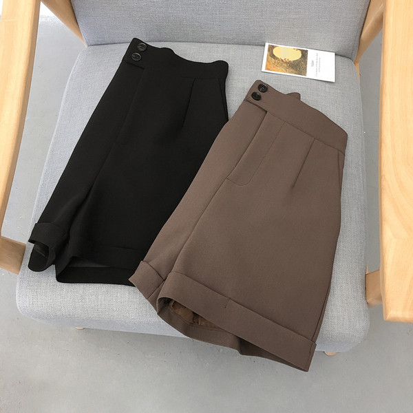 Női kockás rövidnadrág - magas derék