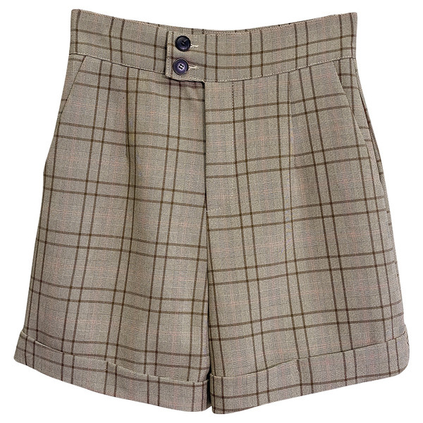 Női kockás rövidnadrág - magas derék