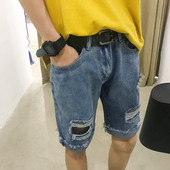 Vasaras 3/4 džinsi ar saplēstiem motīviem