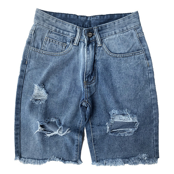 Vasaras 3/4 džinsi ar saplēstiem motīviem