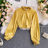 Női ing magas gallérral és hosszú, széles ujjú több színben