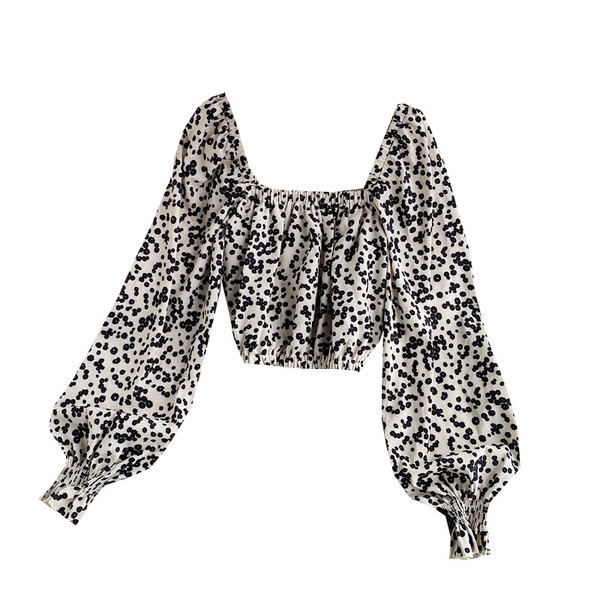 Női alkalmi rövid ing négyzet alakú nyakkivágással és elasztikus derékkal