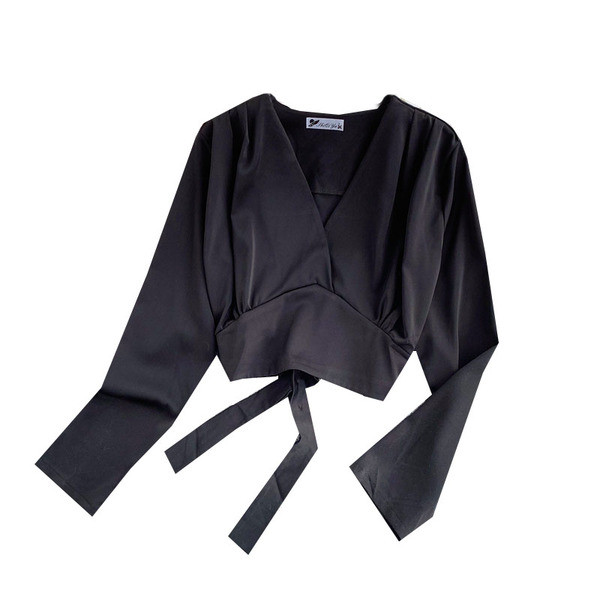 Női rövid ing spitz nyakkivágással és hosszú ujjú több színben