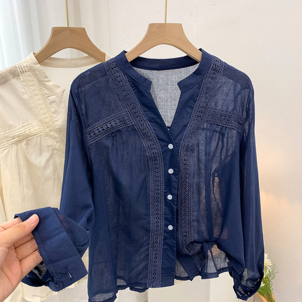 Új modell női ing spitz nyakkivágással és hímzéssel