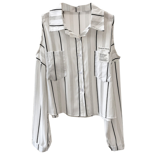 Modern női ing zsebekkel és kivágásokkal