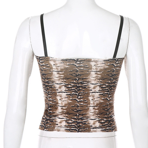 Moodne naiste peenikeste rihmade ja loomamustriga topp