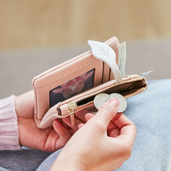 Moteriška piniginė su užtrauktuku ir metaliniu užsegimu