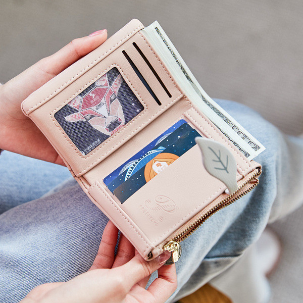 Moteriška piniginė su užtrauktuku ir metaliniu užsegimu