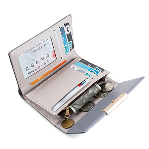 Eko bőrből készült, fém rögzítésű női pénztárca