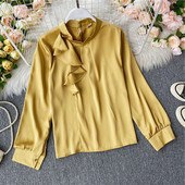 Cămașă casual de damă cu mâneci lungi și fermoar la spate