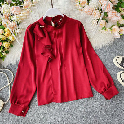 Cămașă casual de damă cu mâneci lungi și fermoar la spate