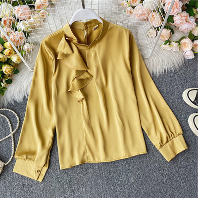 Cămașă casual de damă cu mâneci lungi și fermoar la spate