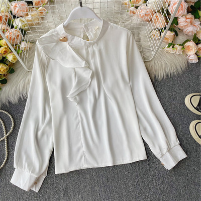 Cămașă casual de damă cu mâneci lungi și fermoar la spate