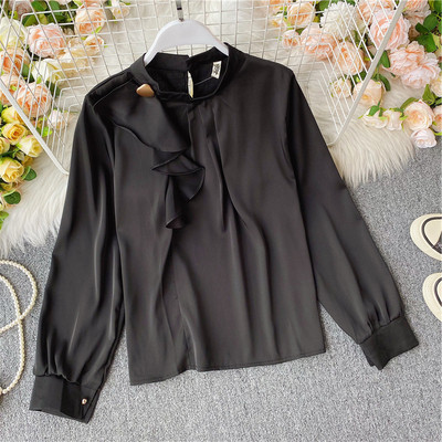 Cămașă casual de damă cu mâneci lungi și fermoar la spate