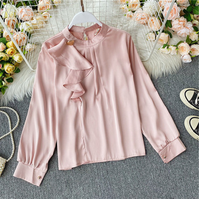 Cămașă casual de damă cu mâneci lungi și fermoar la spate