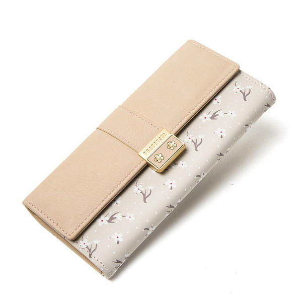 Sieviešu maks no eko ādas ar ziediem