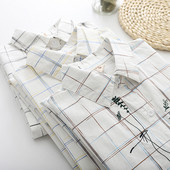 Alkalmi női kockás ing klasszikus gallérral és hímzéssel