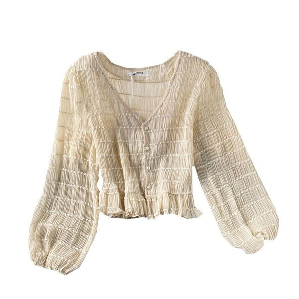 Cămașă casual de damă cu decolteu spitz și nasturi în două culori