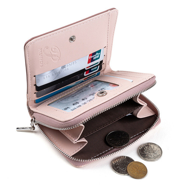 Női kis pénztárca cipzárral és fém elemmel