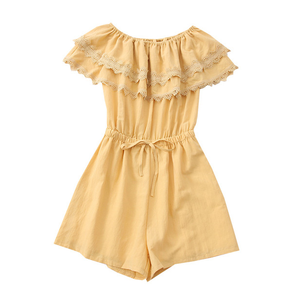 Alkalmi női overall csónakos nyakkivágással és csipkével