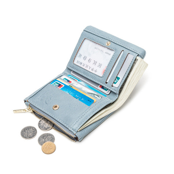 Γυναικείο πορτοφόλι με μεταλλικό λουλούδι και τσέπη για κέρματα