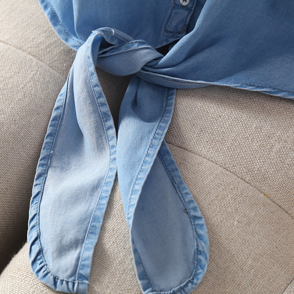 Sieviešu ikdienas džinsa krekls ar pogām un klasisku apkakli