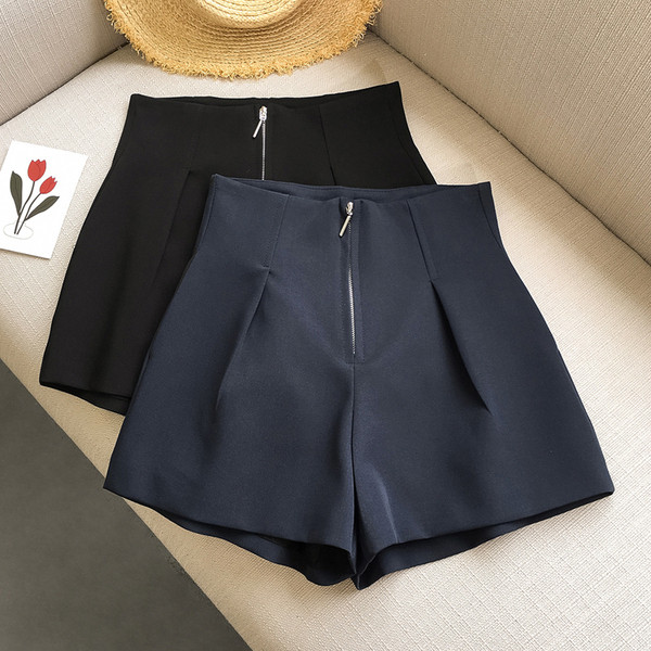 Uue mudeli lukuga naiste lühikesed püksid - kõrge vöökoht