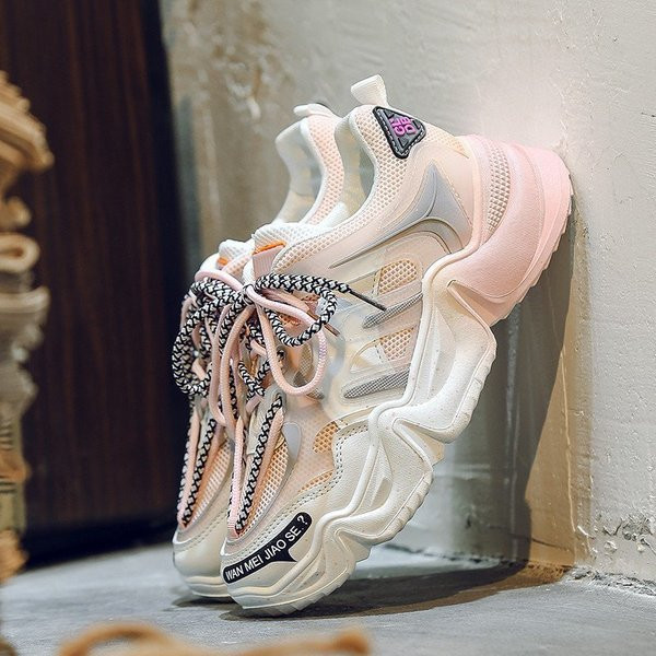 Casual γυναικεία πάνινα παπούτσια με τραχιά σόλα και κορδόνια σε διάφορα χρώματα