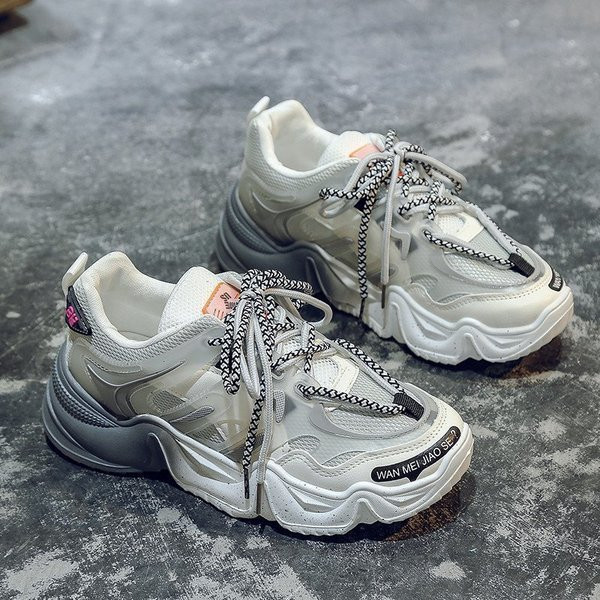 Casual γυναικεία πάνινα παπούτσια με τραχιά σόλα και κορδόνια σε διάφορα χρώματα