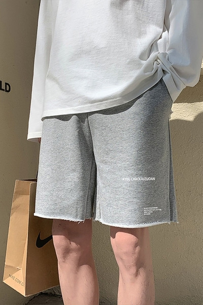 Lühikesed tekstiga puuvillased lühikesed püksid