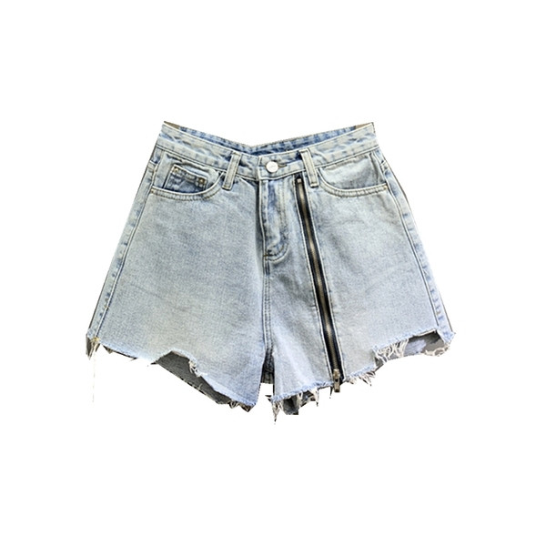 Női rövid farmer új modell cipzárral kék színben