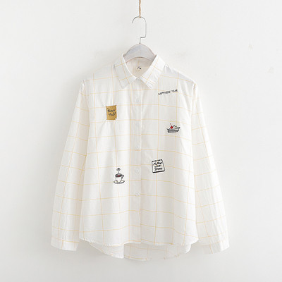 Modern női kockás ing széles modell klasszikus gallérral és hosszú ujjal