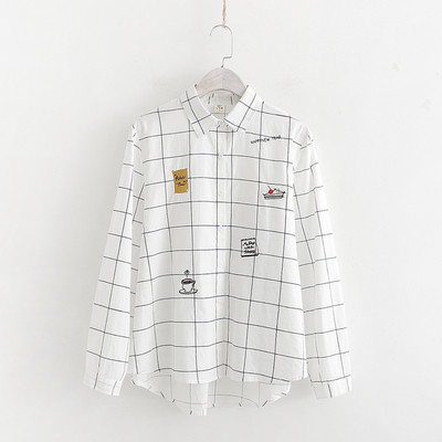 Modern női kockás ing széles modell klasszikus gallérral és hosszú ujjal