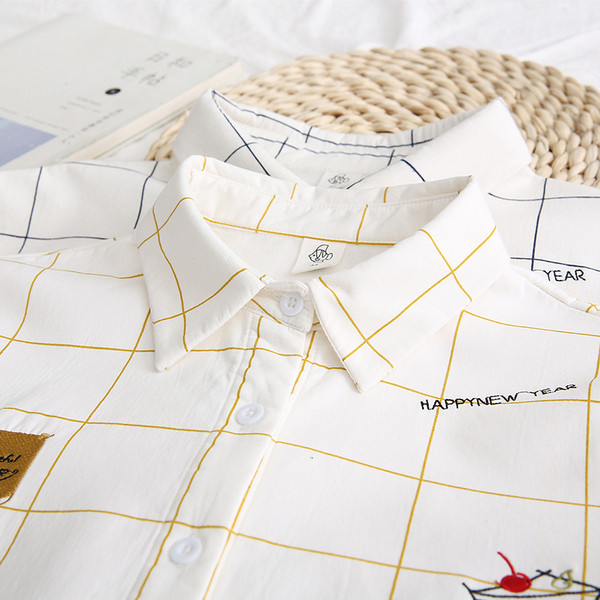 Modern női kockás ing széles modell klasszikus gallérral és hosszú ujjal