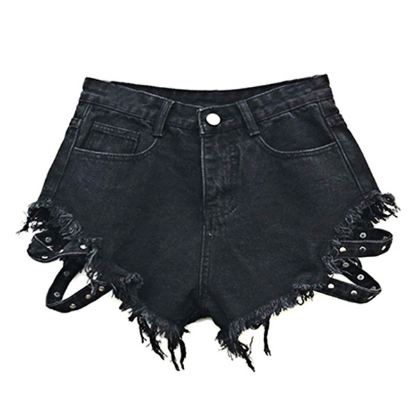 Modern farmer rövidnadrág szakadt motívumokkal fekete és kék színben