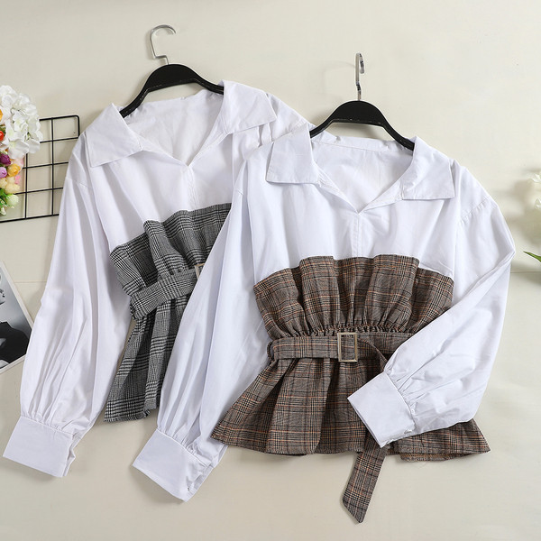 Cămașă casual de damă cu curea și guler clasic în două culori