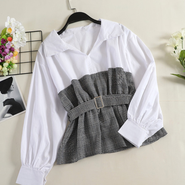 Cămașă casual de damă cu curea și guler clasic în două culori