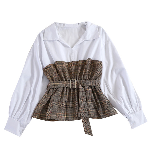 Cămașă casual de damă cu curea și guler clasic în două culori