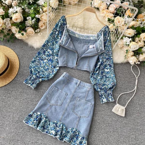 Set modern de dama cu fusta cu talie inalta si camasa cu decolteu rotund