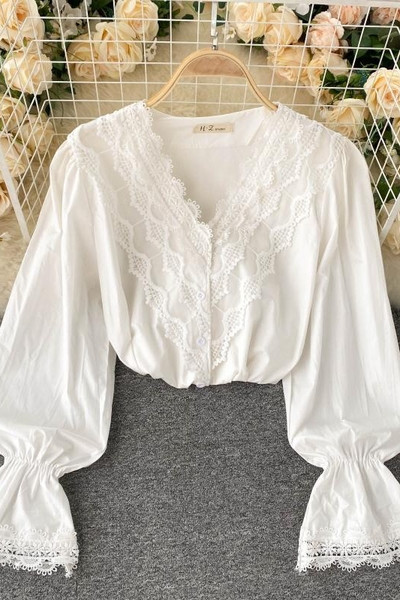 Naiste kaasaegne särk spitsikaela ja pitsiga